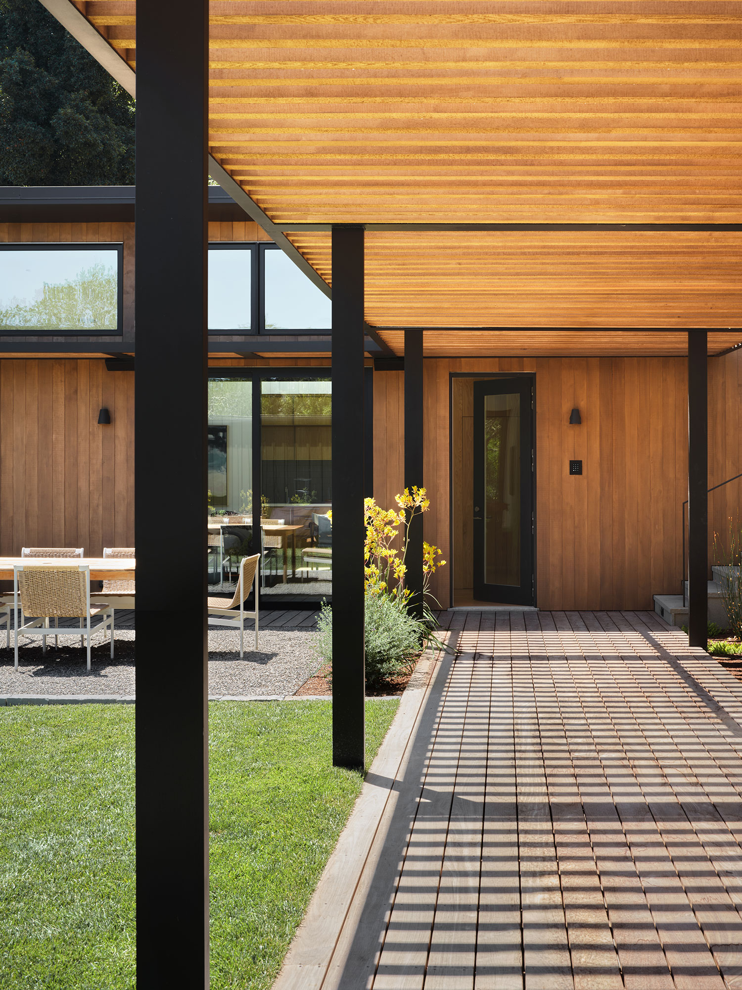 Outdoor Walkway in Mill Valley ADU by Richardson Pribuss Architects