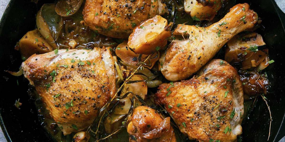 Braised Chicken with Apples and Cider