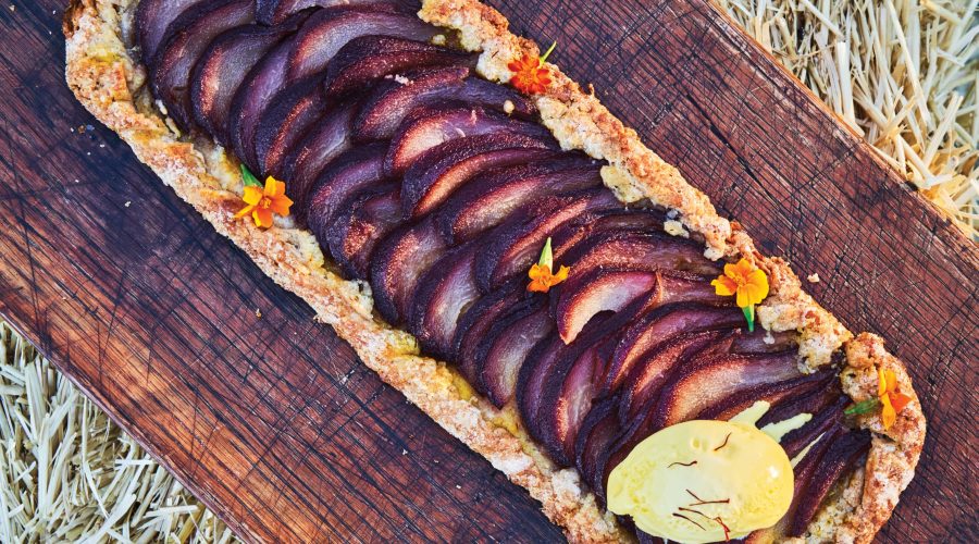 Saffron Pear Galette with Saffron Ice Cream