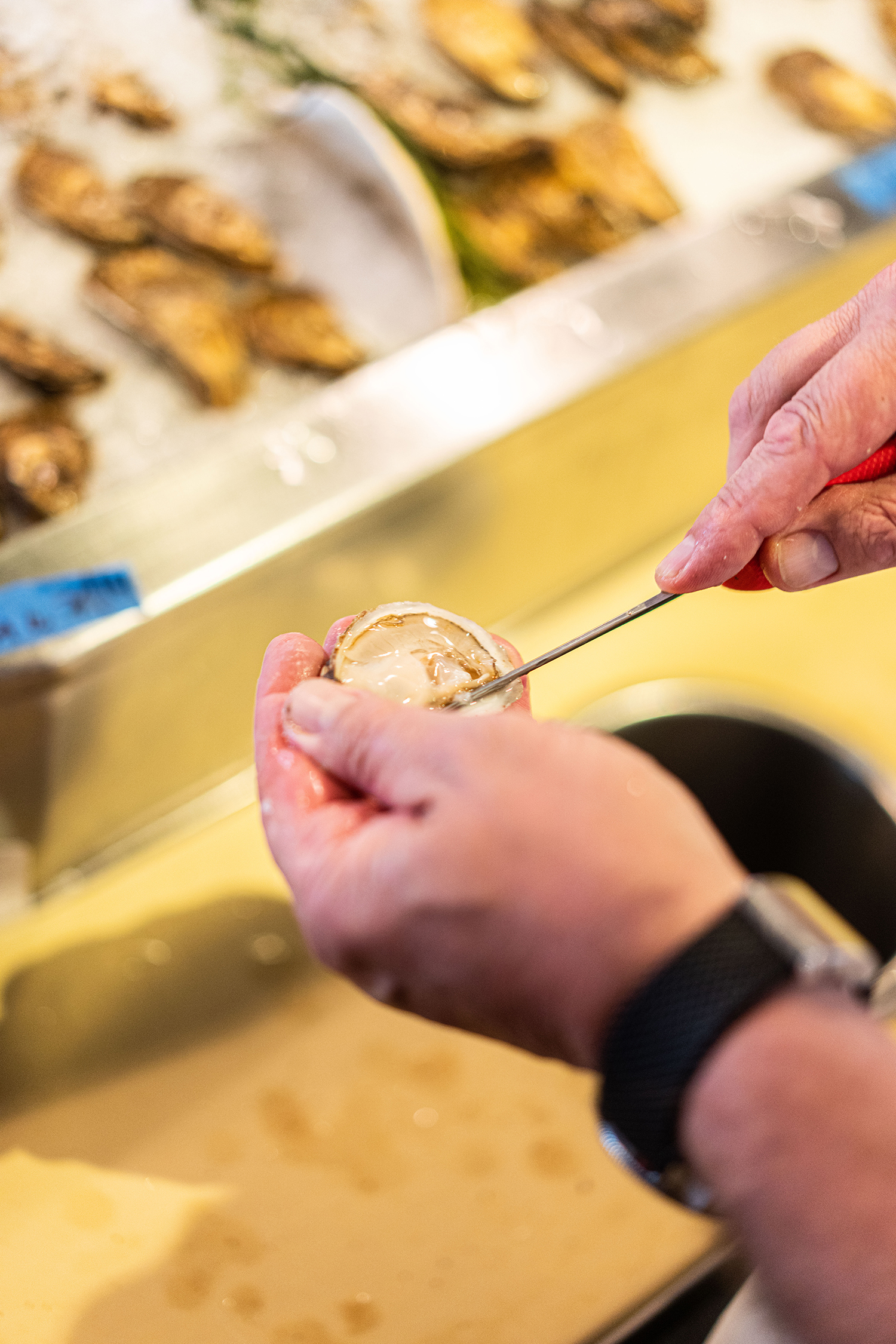 Preparing Oysters at Connie and Ted's