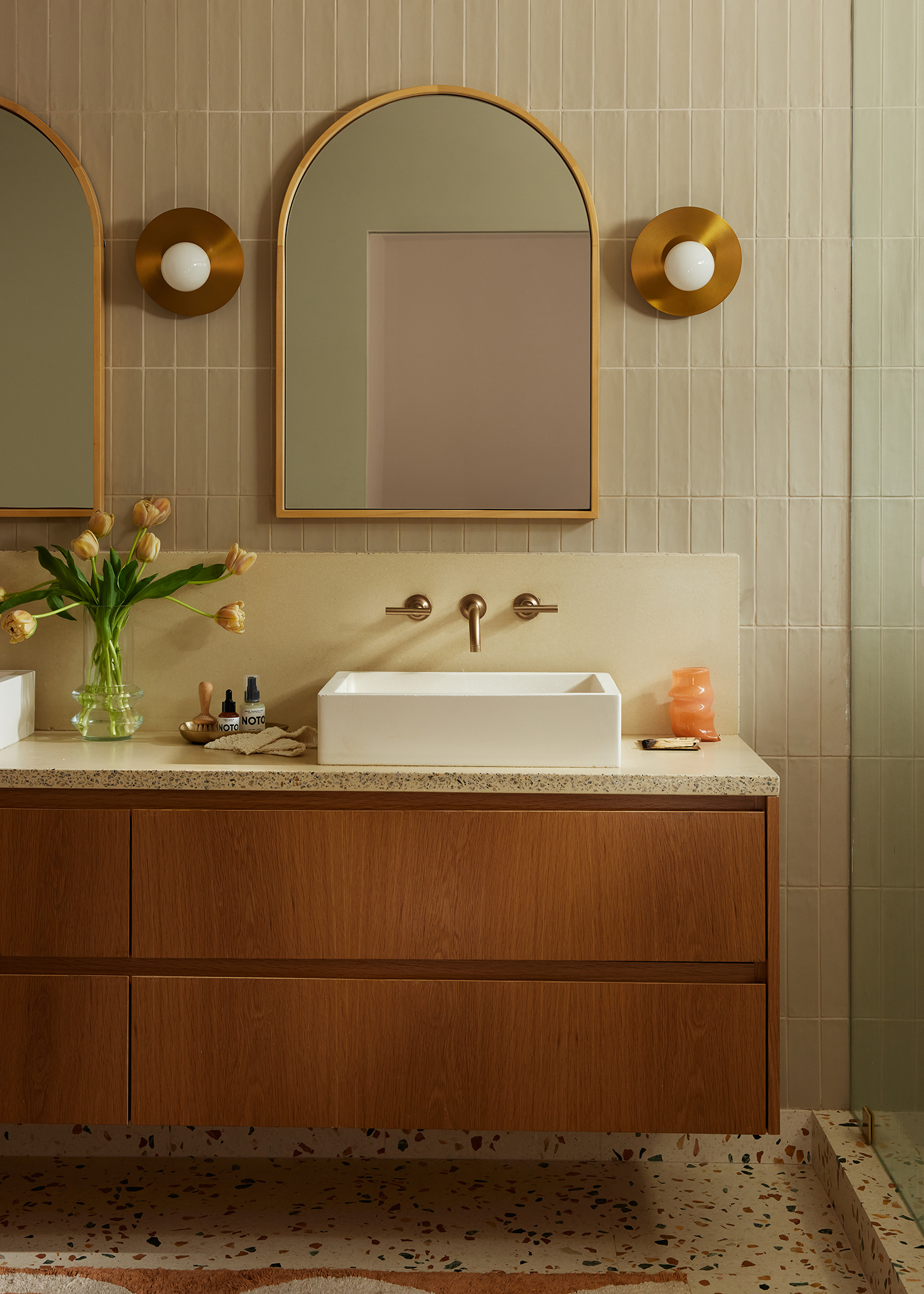 Primary Bathroom in Silver Lake House by Dacotah Studio