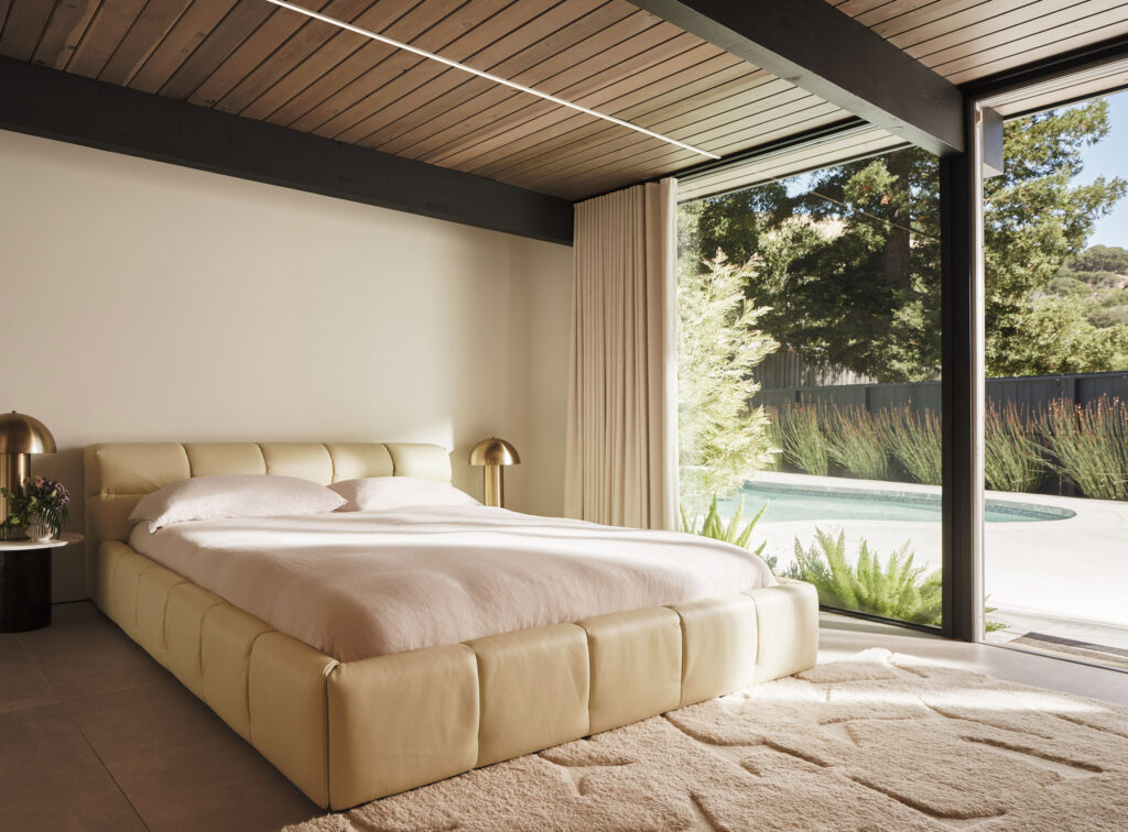 Primary Bedroom Bed in Double A-Frame Eichler by Tamara Marsh