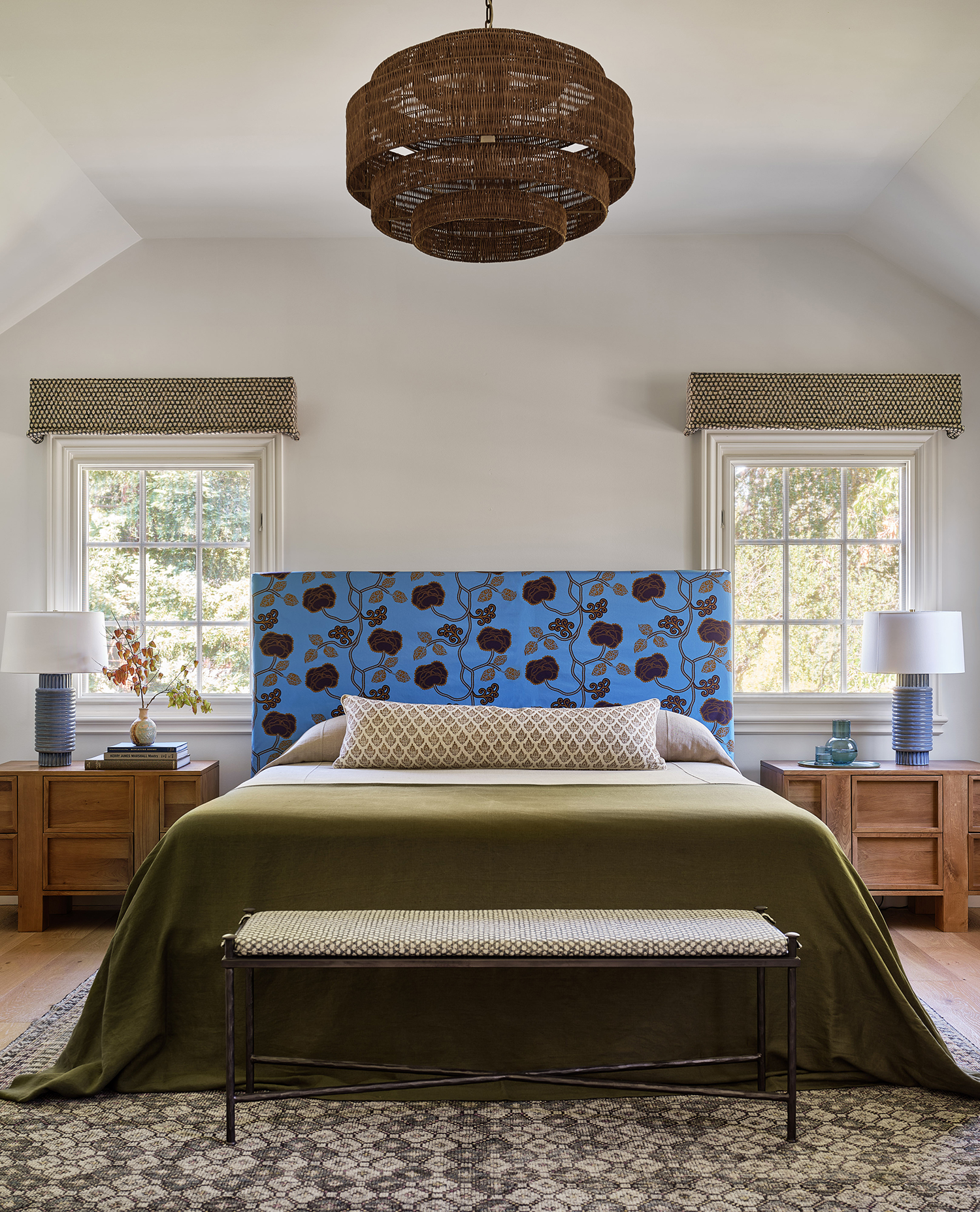 Primary Bedroom in Cape Cod House by MEM Interiors