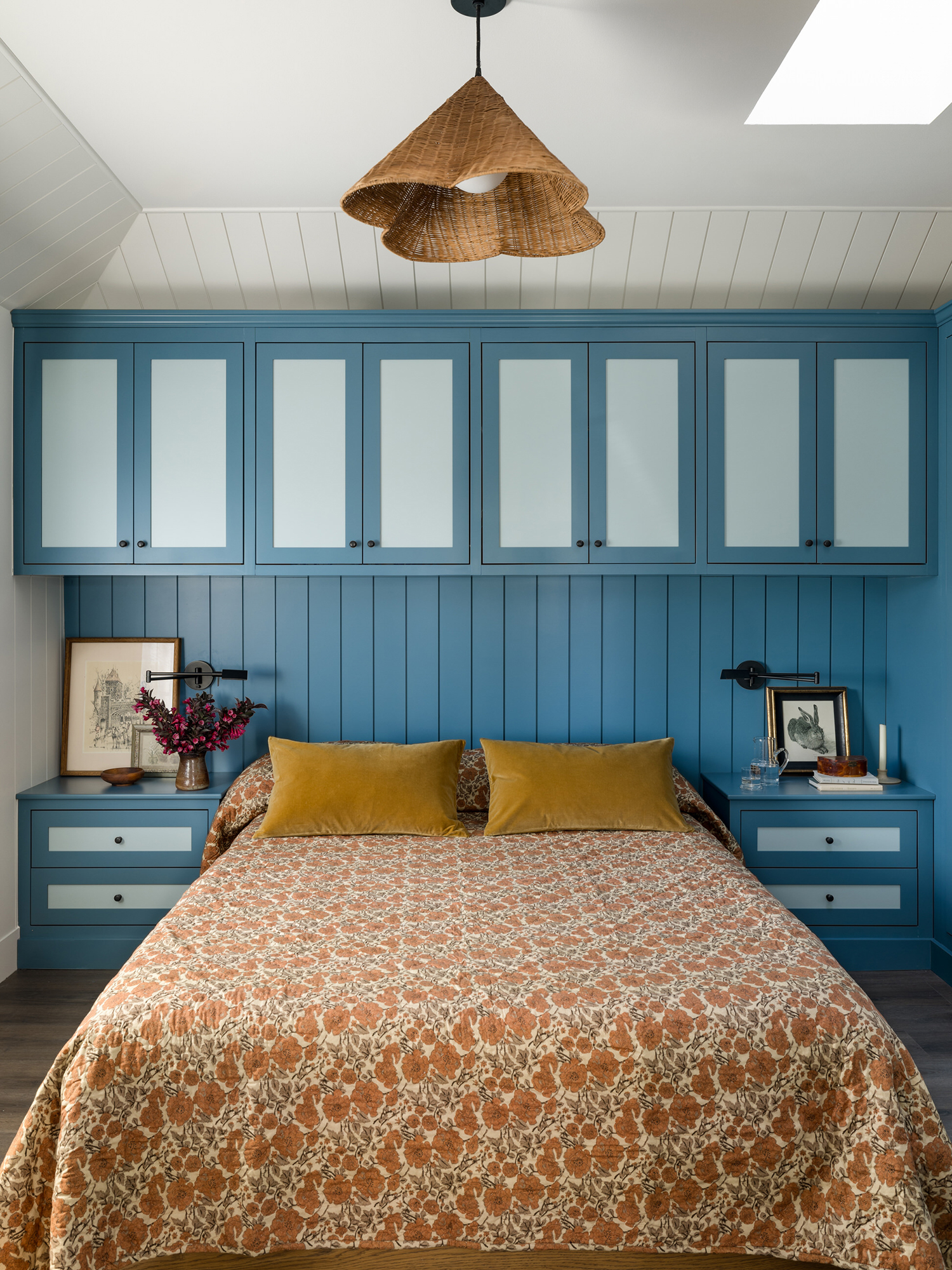 Primary Bedroom in Vashon Island Cottage by White Space Design Group
