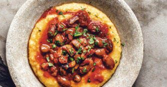 Polenta with Borlotti Beans and Tomato Sauce