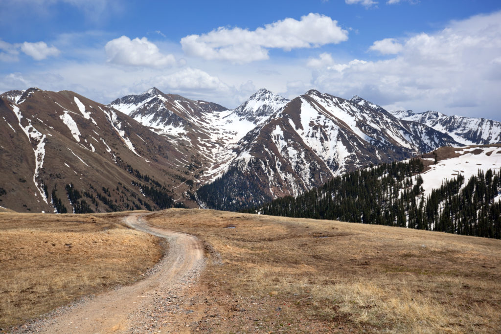 A dirt road in the in the San Juan Mountains of the Colorado Rockies