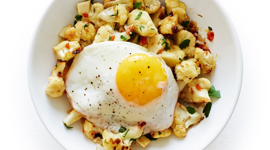 Roasted Cauliflower with a Fried Egg