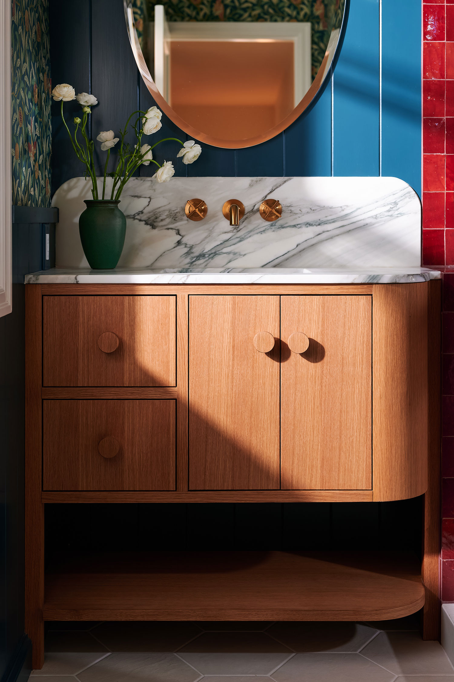 Round Vanity in Portland Bathroom by Erica Leader