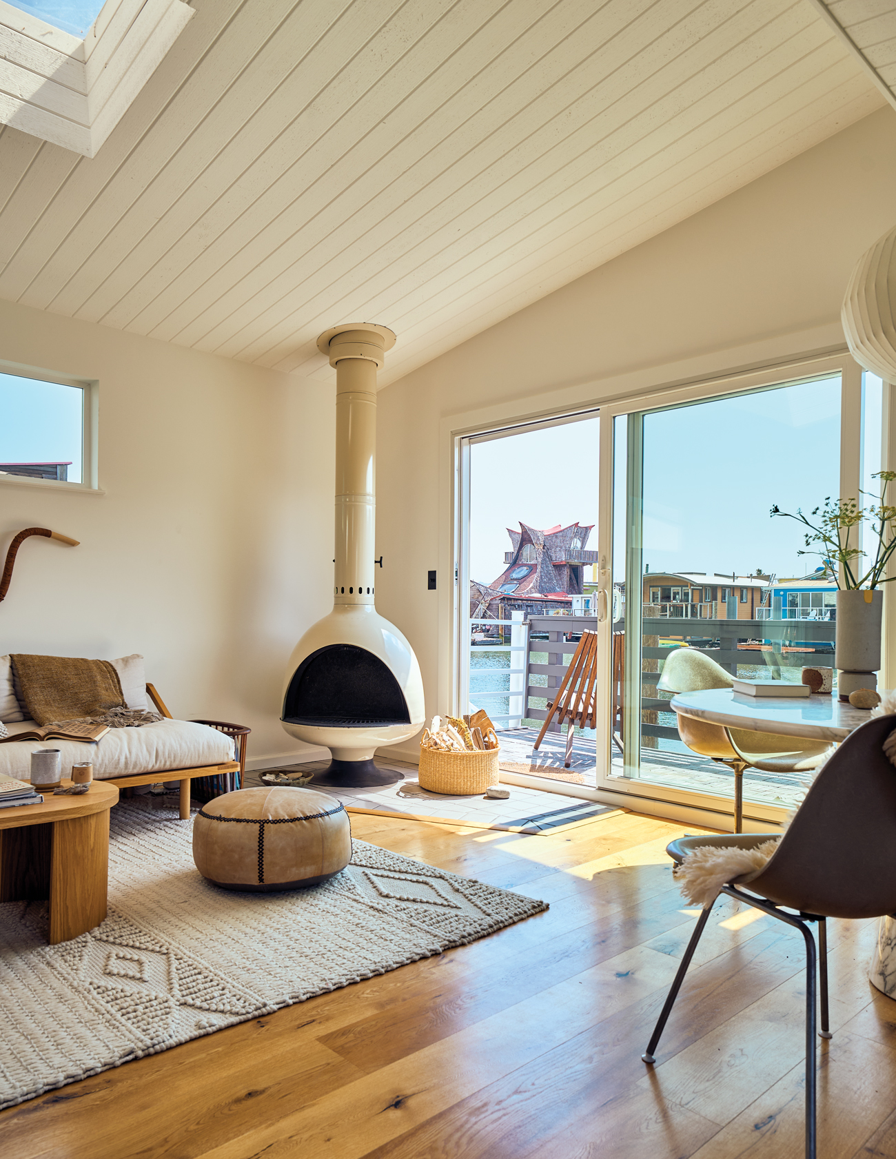 Sausalito Houseboat Sitting Area Malm Fireplace