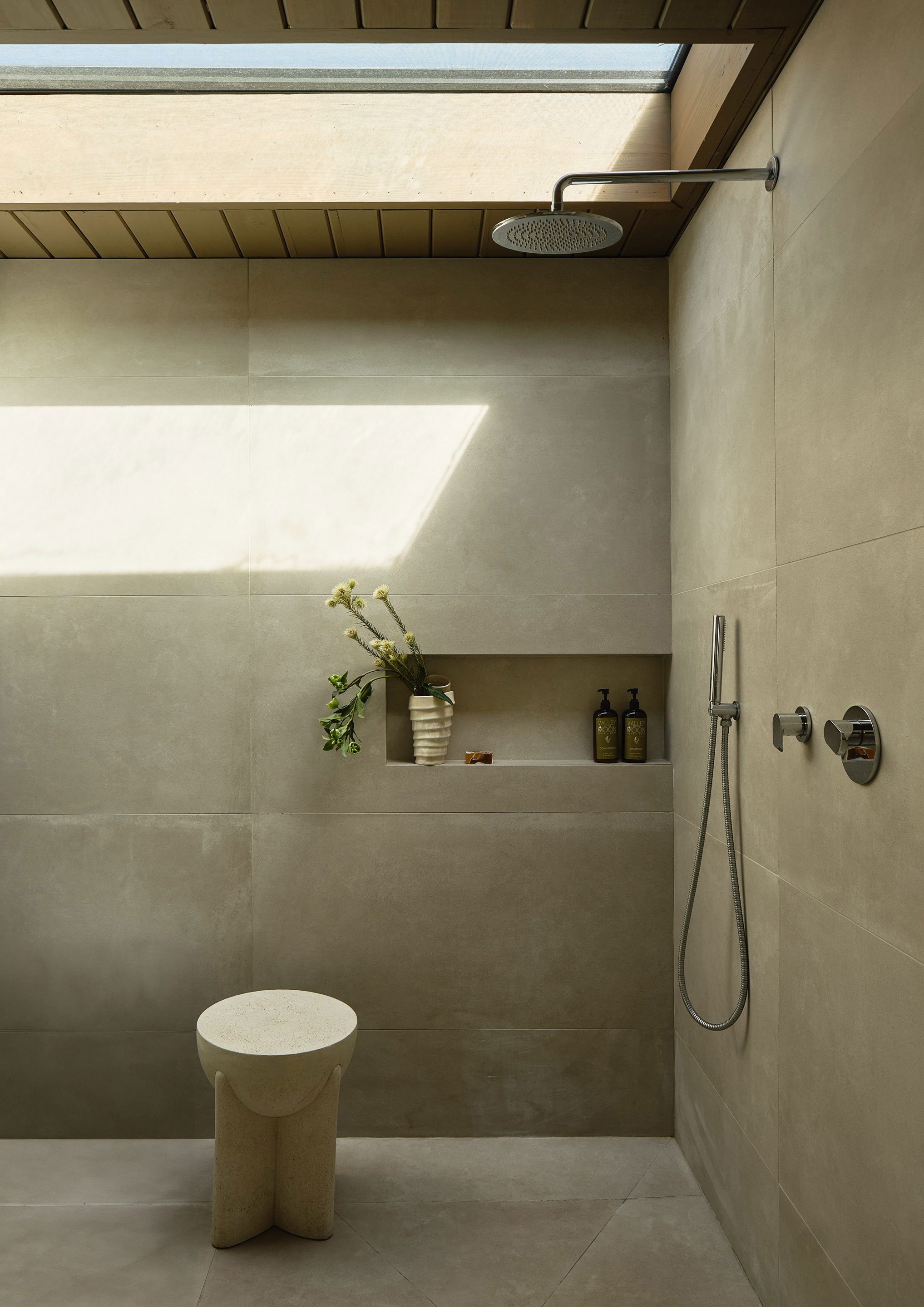 Shower in Double A-Frame Eichler by Tamara Marsh