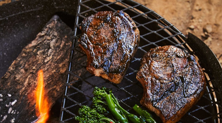 Grilled Berkshire Pork Chops with Thai Black Mustard Glaze