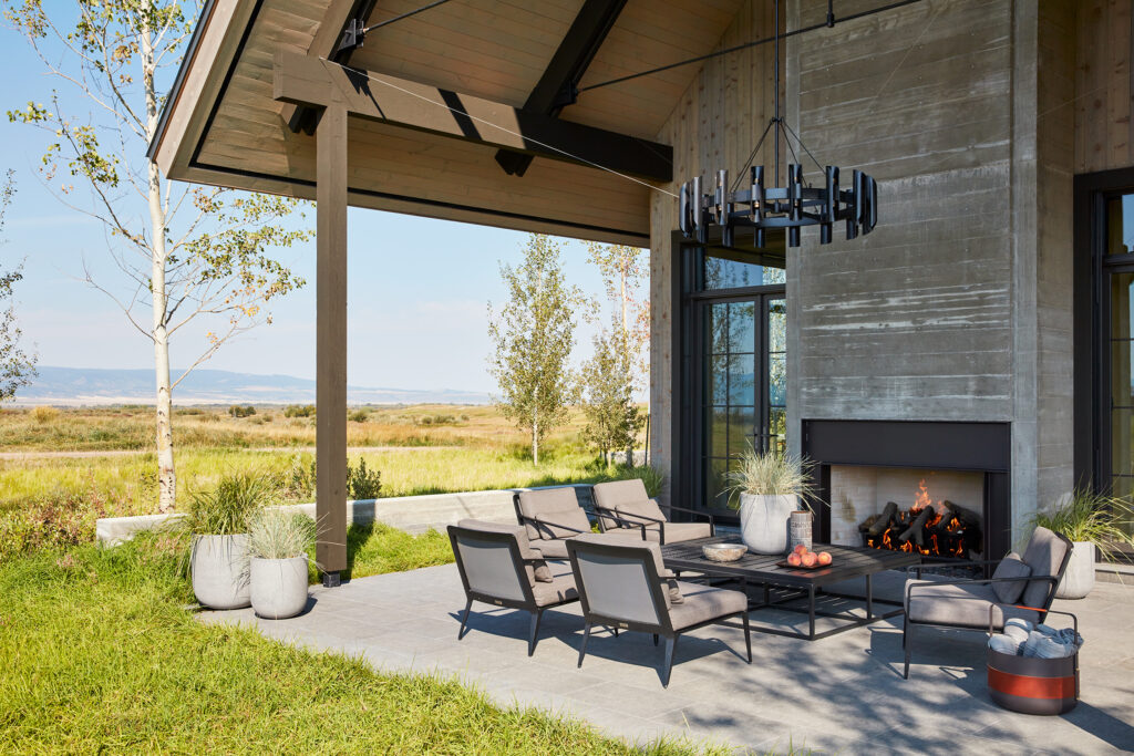 Terrace in Driggs Idaho House by Robbins Architecture
