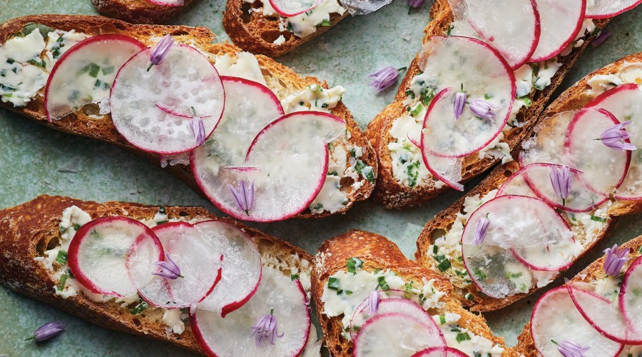 Chive Butter and Radish Toasts
