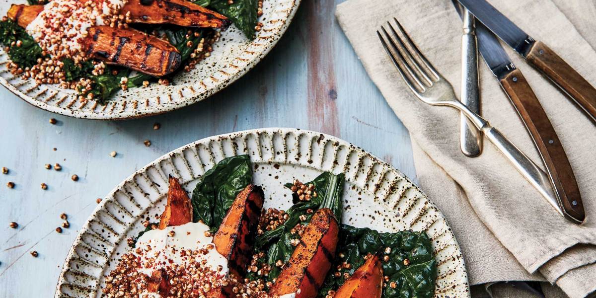 Grilled Sweet Potatoes and Puffed Buckwheat
