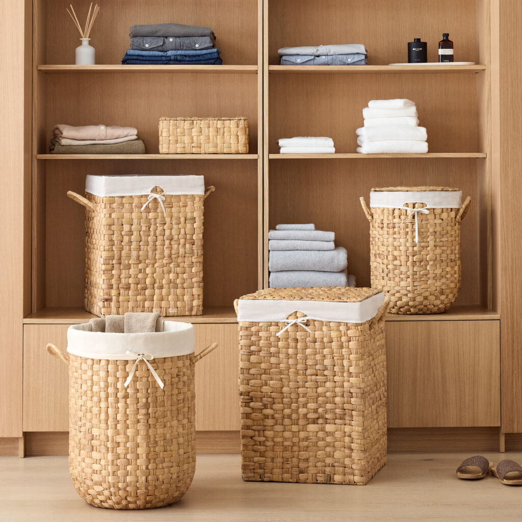 West Elm Round Weave Rattan Baskets