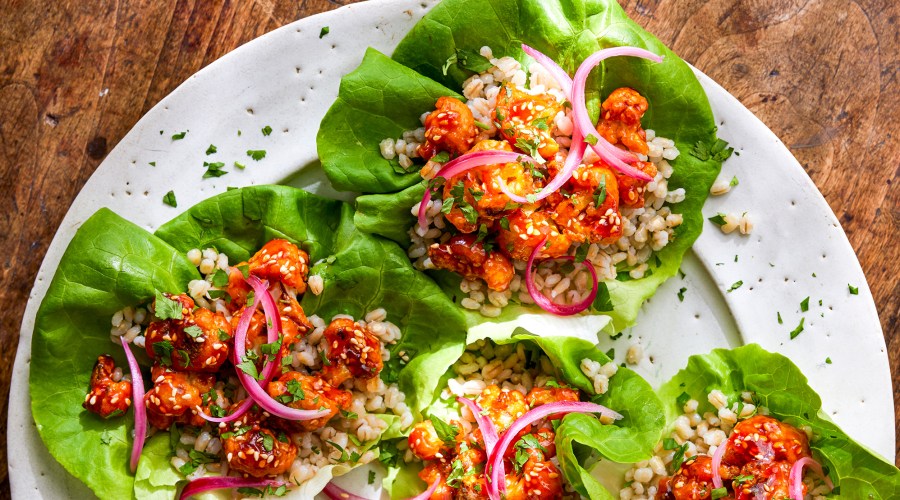 Sesame Gochujang Cauliflower Lettuce Wraps