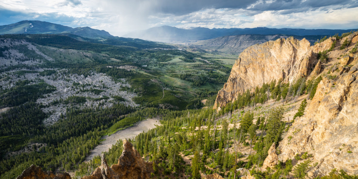 View from Bunsen Peak Trail with view of Sepulcher Mountain at Yellowstone